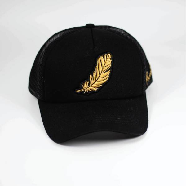 FEATHER BLACK AND GOLD CAP - Image 3