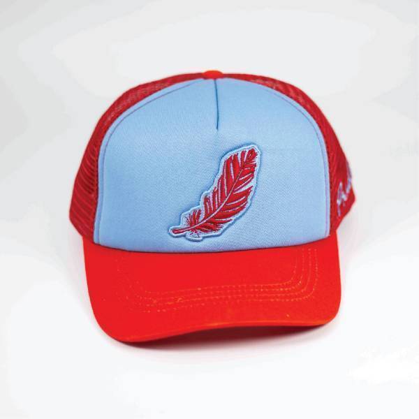 FEATHER SKY BLUE AND RED CAP - Image 3
