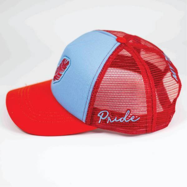 FEATHER SKY BLUE AND RED CAP - Image 2