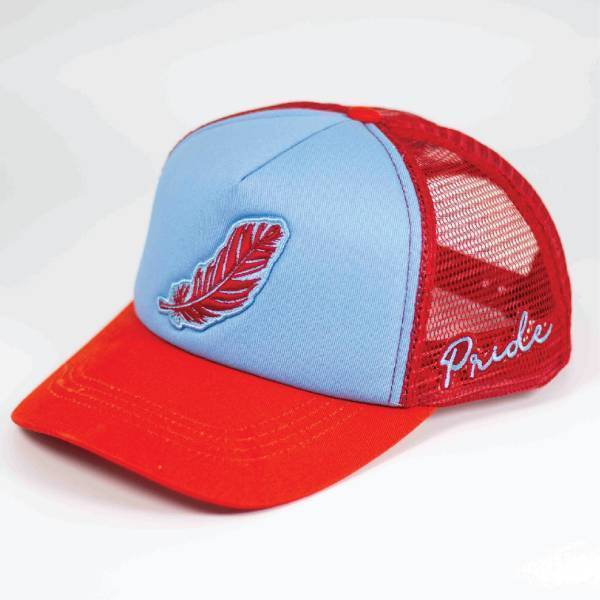 FEATHER SKY BLUE AND RED CAP