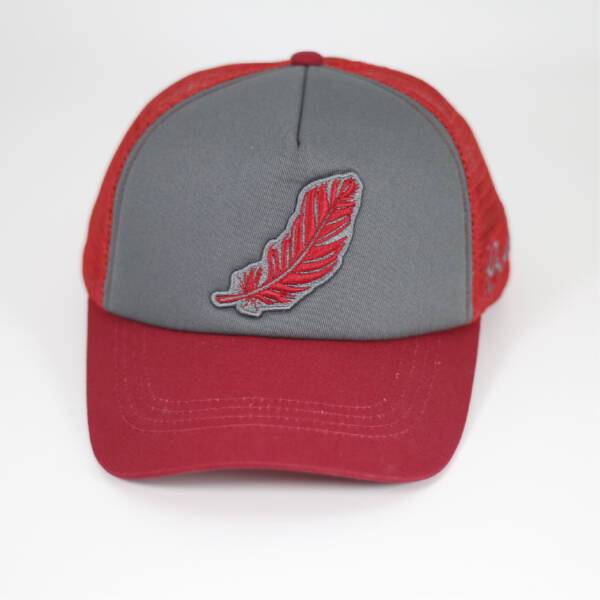FEATHER RED AND GREY  CAP - Image 3