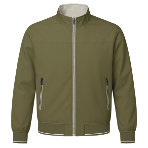 Blouson High Neck Green & Beige